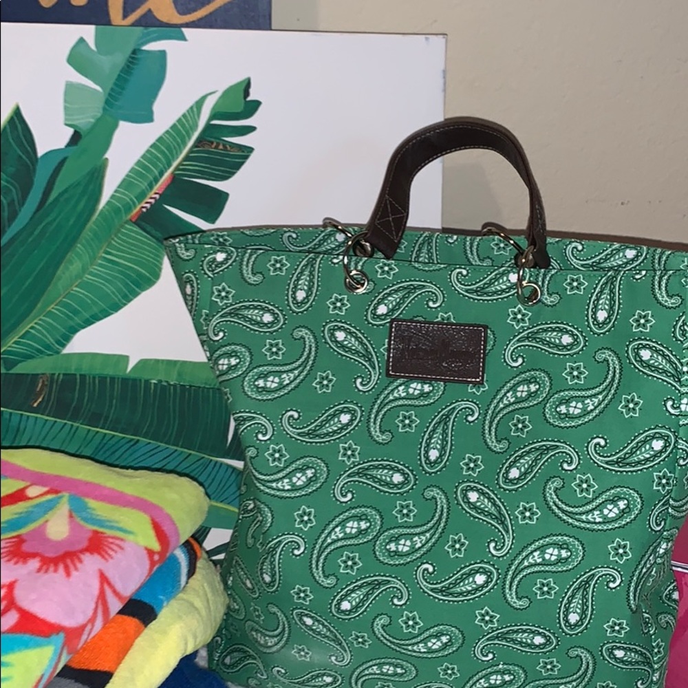 NEIMAN MARCUS BANDANA BAGS IN GREEN, RED & BLUE - Picture 1 of 8
